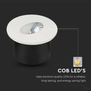 LED Spot Χωνευτό Λευκό Στρογγυλό για Σκαλοπάτια 3W V-TAC  Θερμό Λευκό 3000K – 211207