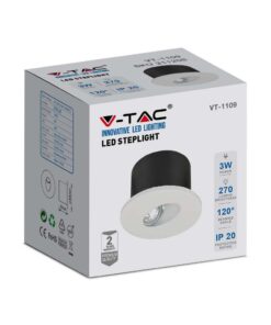 LED Spot Χωνευτό για Σκαλοπάτια 3W V-TAC Λευκό Στρογγυλό Χωνευτό Φυσικό 4000K – 211208