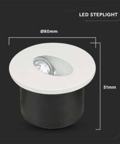 LED Spot Χωνευτό για Σκαλοπάτια 3W V-TAC Λευκό Στρογγυλό Χωνευτό Φυσικό 4000K – 211208