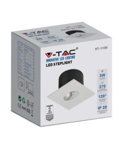 LED Spot Χωνευτό για Σκαλοπάτια 3W V-TAC Λευκό Τετράγωνο Χωνευτό Φυσικό 4200K – 211210