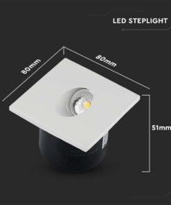 LED Spot Χωνευτό για Σκαλοπάτια 3W V-TAC Λευκό Τετράγωνο Χωνευτό Φυσικό 4200K – 211210