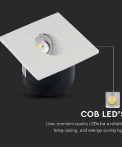 LED Spot Χωνευτό για Σκαλοπάτια 3W V-TAC Λευκό Τετράγωνο Χωνευτό Φυσικό 4200K – 211210