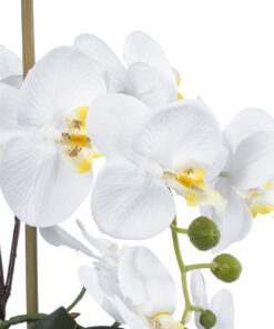 GloboStar® Artificial Garden WHITE ORCHID 21120 Διακοσμητικό Φυτό Λευκή Ορχιδέα Υ43cm