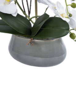GloboStar® Artificial Garden WHITE ORCHID 21120 Διακοσμητικό Φυτό Λευκή Ορχιδέα Υ43cm