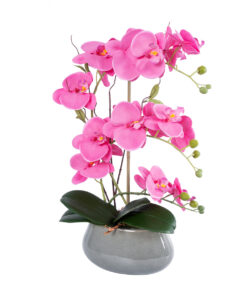 GloboStar® Artificial Garden PINK ORCHID 21121 Διακοσμητικό Φυτό Έντονο Ροζ Ορχιδέα Υ43cm