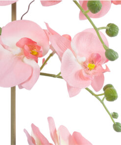 GloboStar® Artificial Garden SALMON PINK ORCHID 21122 Διακοσμητικό Φυτό Ροζ-Πορτοκαλί Ορχιδέα Υ43cm