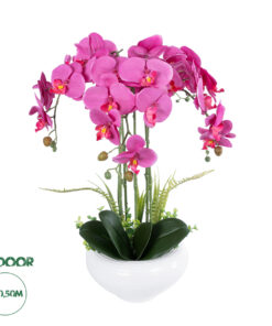 GloboStar® Artificial Garden DARK PINK ORCHID 21123 Διακοσμητικό Φυτό Φούξια Ορχιδέα Υ50cm