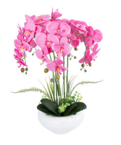 GloboStar® Artificial Garden PINK ORCHID 21124 Διακοσμητικό Φυτό Ροζ Ορχιδέα Υ50cm