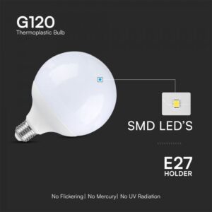 LED Λάμπα E27 G120 V-TAC Samsung Chip 18W 2000lm Ψυχρό 6400K – 21125