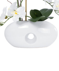 GloboStar® Artificial Garden WHITE ORCHID 21125 Διακοσμητικό Φυτό Λευκή Ορχιδέα Υ42cm