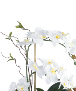 GloboStar® Artificial Garden WHITE ORCHID 21125 Διακοσμητικό Φυτό Λευκή Ορχιδέα Υ42cm
