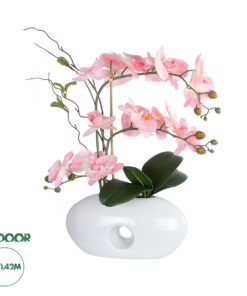 GloboStar® Artificial Garden PINK ORCHID 21126 Διακοσμητικό Φυτό Ροζ Ορχιδέα Υ42cm