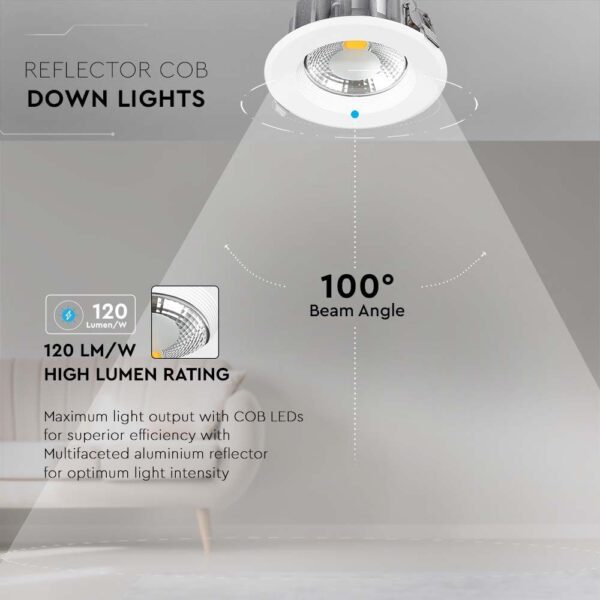 LED Φωτιστικό Οροφής COB  30W V-TAC Στρογγυλό Χωνευτό Θερμό 3000K – 211276