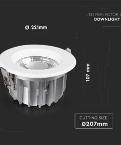 LED Φωτιστικό Οροφής COB 30W V-TAC Στρογγυλό Χωνευτό 3100lm Φυσικό 4000K – 211277