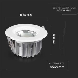 LED Φωτιστικό Οροφής COB  30W V-TAC Στρογγυλό Χωνευτό 3100lm Φυσικό  4000K – 211277