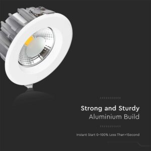 LED Φωτιστικό Οροφής COB  30W V-TAC Στρογγυλό Χωνευτό 3100lm Φυσικό  4000K – 211277