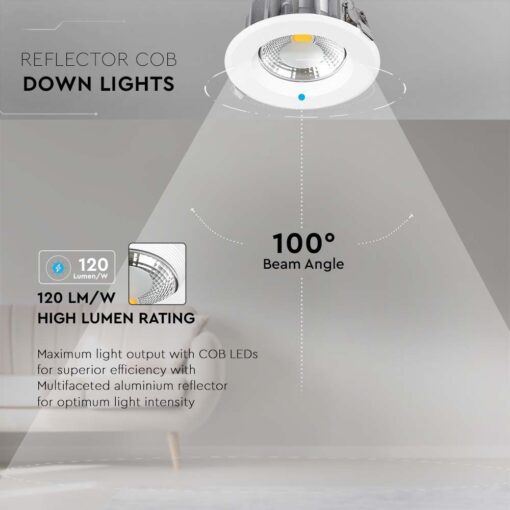 LED Φωτιστικό Οροφής COB 40W V-TAC Στρογγυλό Χωνευτό Ψυχρό 6500K – 211280
