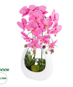 GloboStar® Artificial Garden HOT PINK ORCHID 21127 Διακοσμητικό Φυτό Έντονο Ροζ Ορχιδέα Υ39cm