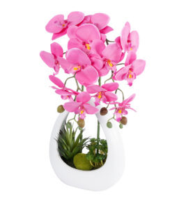 GloboStar® Artificial Garden HOT PINK ORCHID 21127 Διακοσμητικό Φυτό Έντονο Ροζ Ορχιδέα Υ39cm