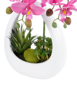 GloboStar® Artificial Garden HOT PINK ORCHID 21127 Διακοσμητικό Φυτό Έντονο Ροζ Ορχιδέα Υ39cm