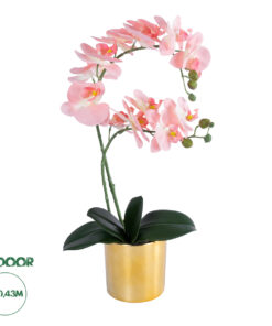 GloboStar® Artificial Garden SALMON PINK ORCHID 21129 Διακοσμητικό Φυτό Φούξια Ορχιδέα Υ43cm