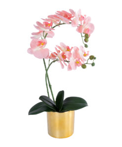 GloboStar® Artificial Garden SALMON PINK ORCHID 21129 Διακοσμητικό Φυτό Φούξια Ορχιδέα Υ43cm