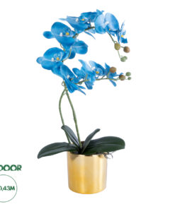 GloboStar® Artificial Garden BLUE ORCHID 21130 Διακοσμητικό Φυτό Μπλε Ορχιδέα Υ43cm