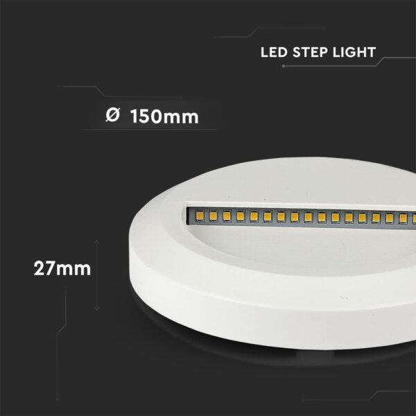 Επιτοίχιο Φωτιστικό LED για Σκαλοπάτια 2W V-TAC Λευκό Στρογγυλό Αδιάβροχο IP65 Φυσικό 4000K – 211314