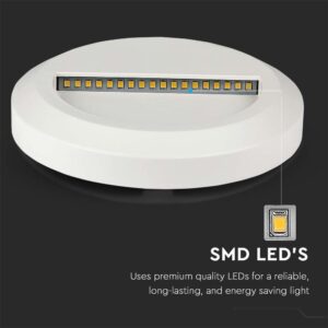 Επιτοίχιο Φωτιστικό LED για Σκαλοπάτια 2W V-TAC Λευκό Στρογγυλό Αδιάβροχο IP65 Φυσικό 4000K – 211314