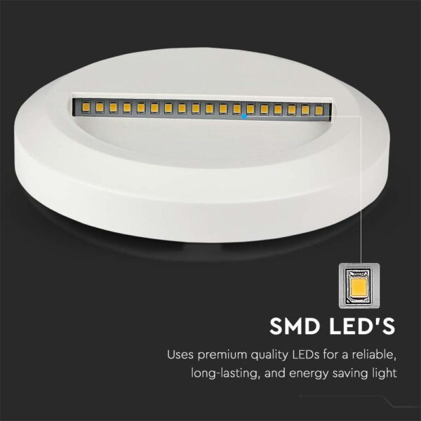 Επιτοίχιο Φωτιστικό LED για Σκαλοπάτια 2W V-TAC Λευκό Στρογγυλό Αδιάβροχο IP65 Φυσικό 4000K – 211314