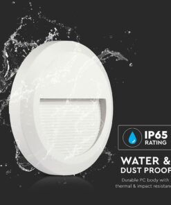 Επιτοίχιο Φωτιστικό LED για Σκαλοπάτια 2W V-TAC Λευκό Στρογγυλό Αδιάβροχο IP65 Φυσικό 4000K – 211314