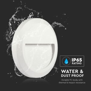 Επιτοίχιο Φωτιστικό LED για Σκαλοπάτια 2W V-TAC Λευκό Στρογγυλό Αδιάβροχο IP65 Φυσικό 4000K – 211314