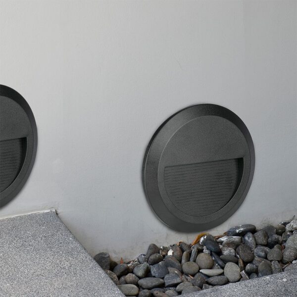 Επιτοίχιο Φωτιστικό LED για Σκαλοπάτια 2W V-TAC Μαύρο Στρογγυλό Αδιάβροχο IP65 Φυσικό 4000K – 211316