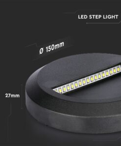 Επιτοίχιο Φωτιστικό LED για Σκαλοπάτια 2W V-TAC Μαύρο Στρογγυλό Αδιάβροχο IP65 Φυσικό 4000K – 211316