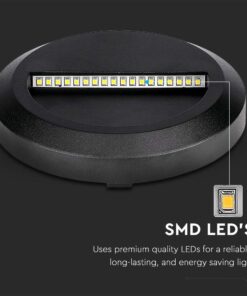 Επιτοίχιο Φωτιστικό LED για Σκαλοπάτια 2W V-TAC Μαύρο Στρογγυλό Αδιάβροχο IP65 Φυσικό 4000K – 211316