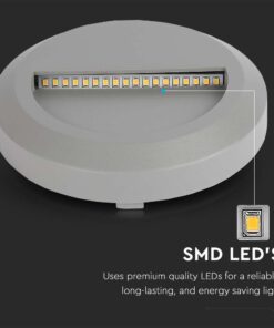 Επιτοίχιο Φωτιστικό LED για Σκαλοπάτια 2W V-TAC Γκρι Στρογγυλό Αδιάβροχο IP65 Θερμό 3000K – 211319