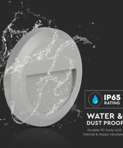 Επιτοίχιο Φωτιστικό LED για Σκαλοπάτια 2W V-TAC Γκρι Στρογγυλό Αδιάβροχο IP65 Θερμό 3000K – 211319