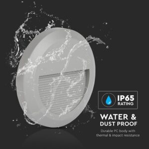 Επιτοίχιο Φωτιστικό LED για Σκαλοπάτια 2W V-TAC Γκρι Στρογγυλό Αδιάβροχο IP65 Θερμό 3000K – 211319