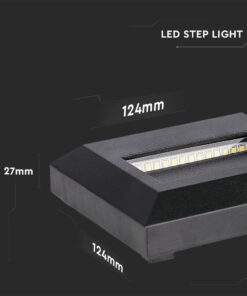 Επιτοίχιο Φωτιστικό LED για Σκαλοπάτια 2W V-TAC Μαύρο Τετράγωνο Αδιάβροχο IP65 Θερμό 3000K – 211323