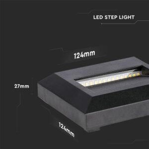 Επιτοίχιο Φωτιστικό LED για Σκαλοπάτια 2W V-TAC Μαύρο Τετράγωνο Αδιάβροχο IP65 Θερμό 3000K – 211323