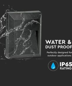 Επιτοίχιο Φωτιστικό LED για Σκαλοπάτια 2W V-TAC Μαύρο Τετράγωνο Αδιάβροχο IP65 Θερμό 3000K – 211323