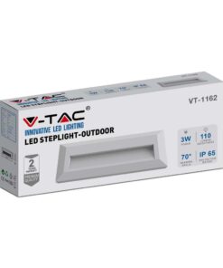 Επιτοίχιο Φωτιστικό LED για Σκαλοπάτια 3W V-TAC Λευκό Ορθογώνιο Αδιάβροχο IP65 Φυσικό 4000K – 211326