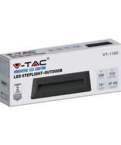Επιτοίχιο Φωτιστικό LED για Σκαλοπάτια 3W V-TAC Μαύρο Ορθογώνιο Αδιάβροχο IP65 Φυσικό 4000K – 211328