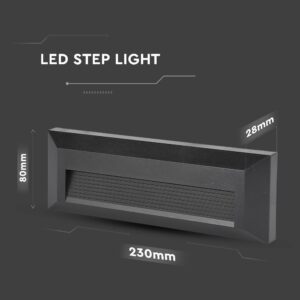Επιτοίχιο Φωτιστικό LED για Σκαλοπάτια 3W V-TAC Μαύρο Ορθογώνιο Αδιάβροχο IP65 Φυσικό 4000K – 211328