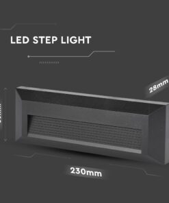 Επιτοίχιο Φωτιστικό LED για Σκαλοπάτια 3W V-TAC Μαύρο Ορθογώνιο Αδιάβροχο IP65 Θερμό 3000K – 211329
