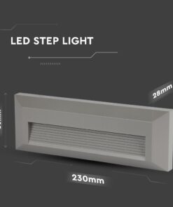 Επιτοίχιο Φωτιστικό LED για Σκαλοπάτια 3W V-TAC Γκρι Ορθογώνιο Αδιάβροχο IP65 Θερμό 3000K – 211331
