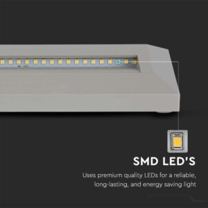 Επιτοίχιο Φωτιστικό LED για Σκαλοπάτια 3W V-TAC Γκρι Ορθογώνιο Αδιάβροχο IP65 Θερμό 3000K – 211331