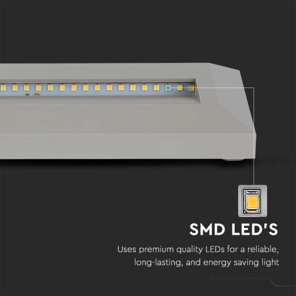 Επιτοίχιο Φωτιστικό LED για Σκαλοπάτια 3W V-TAC Γκρι Ορθογώνιο Αδιάβροχο IP65 Θερμό 3000K – 211331