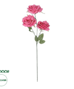 GloboStar® Artificial Garden HOT PINK ROSE BRANCH 21135 Τεχνητό Διακοσμητικό Κλαδί Τριαντάφυλλο Έντονο Ροζ Y66cm