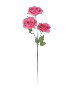 GloboStar® Artificial Garden HOT PINK ROSE BRANCH 21135 Τεχνητό Διακοσμητικό Κλαδί Τριαντάφυλλο Έντονο Ροζ Y66cm